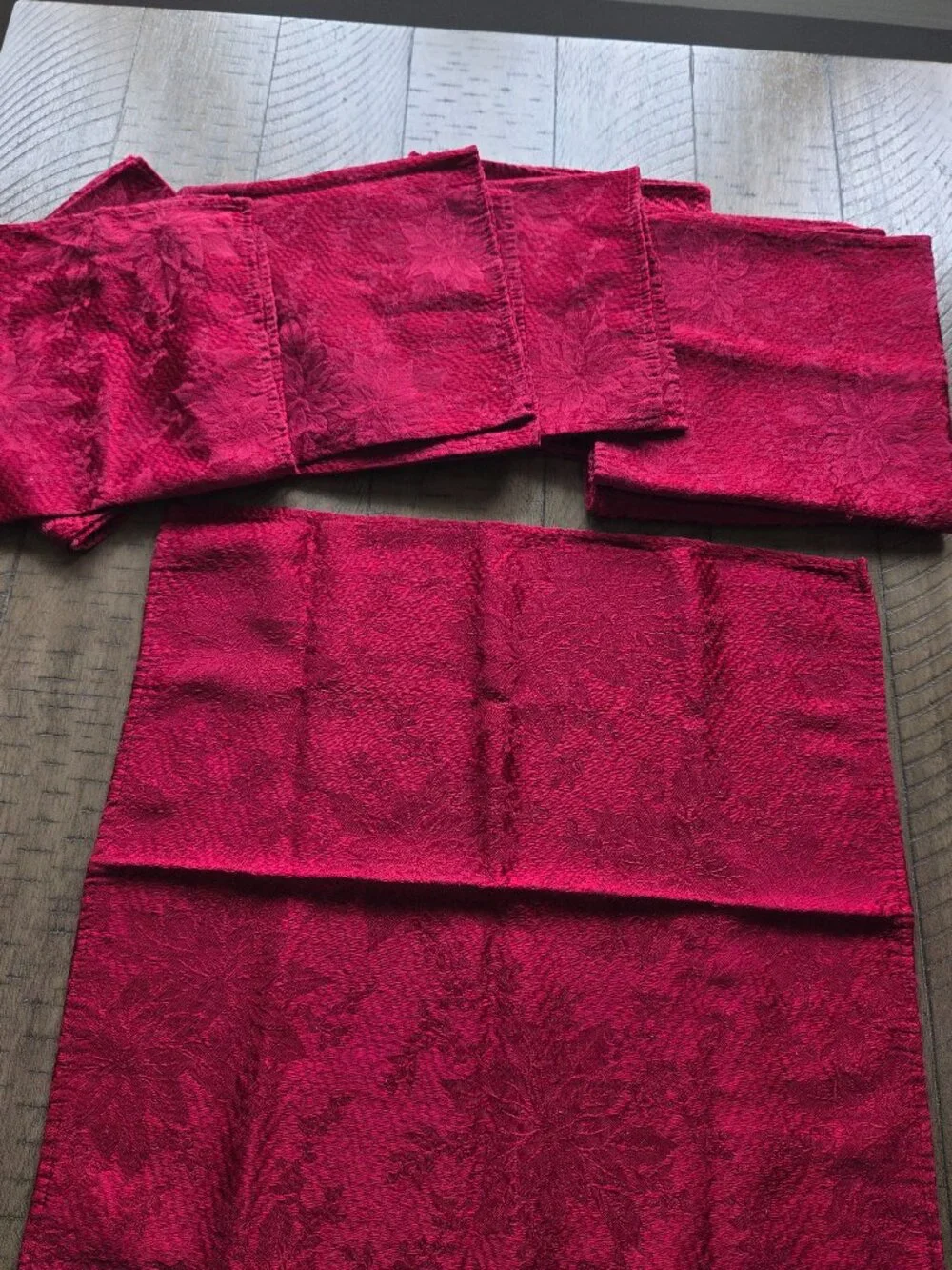 Red Tablecloth + 8 Dinner Napkins - Damask Cloth TC= 96x55 Rectangle